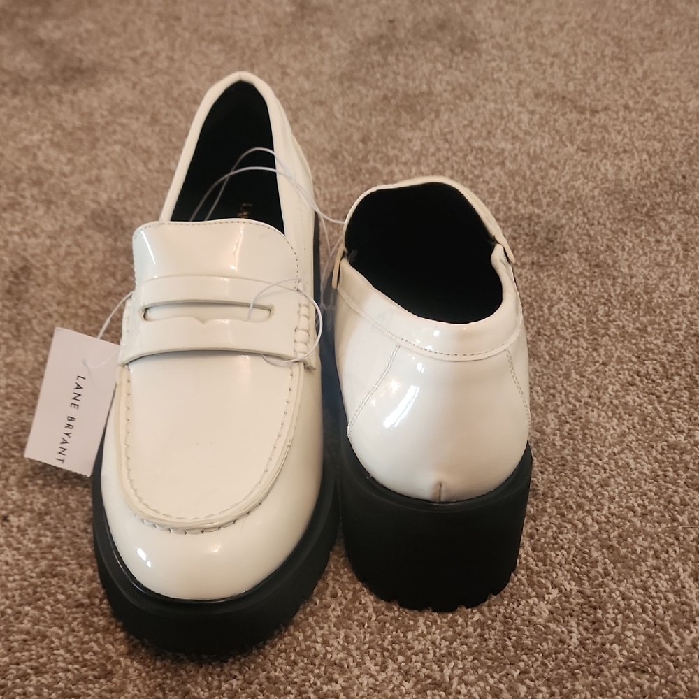 Lane Bryant White and Black Loafers with Textured Upper